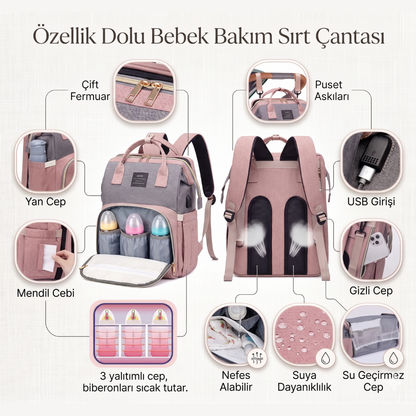 BaseStore Premium Anne Bebek Çantası & Portatif Yatak